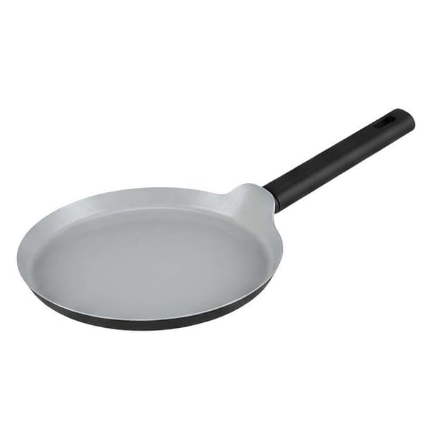 Stegepande - SWISS HAUS - 28 cm - Ergonomisk isoleret og tekstureret håndtag - Rustfrit stål - Elegant grå design Grå