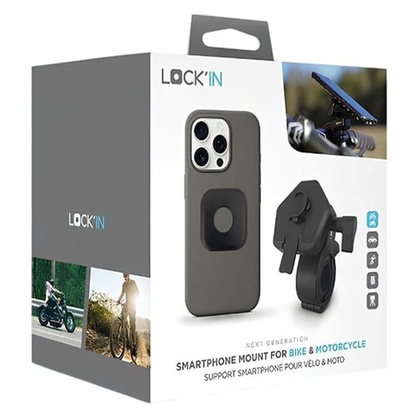 Support smartphone - LOCKIN - Sort - Sikker styrmontering - Modstandsdygtig over for vibrationer - Universel Svart