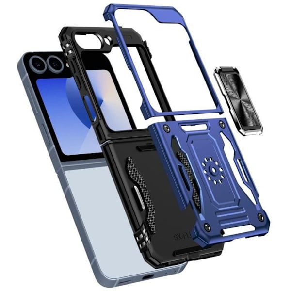 Etui til Samsung Galaxy Z Flip 6 stødsikker med ringstøtte midnatsblå - AVIZAR - stift - Syntetisk - Blandet Blå