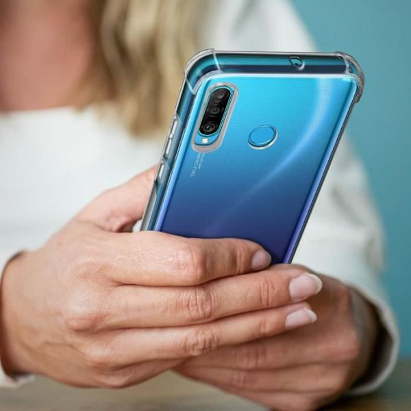 Skyddspaket Huawei P30 Lite / Huawei P30 Lite XL Fodral + Transparent Film Vit Vit