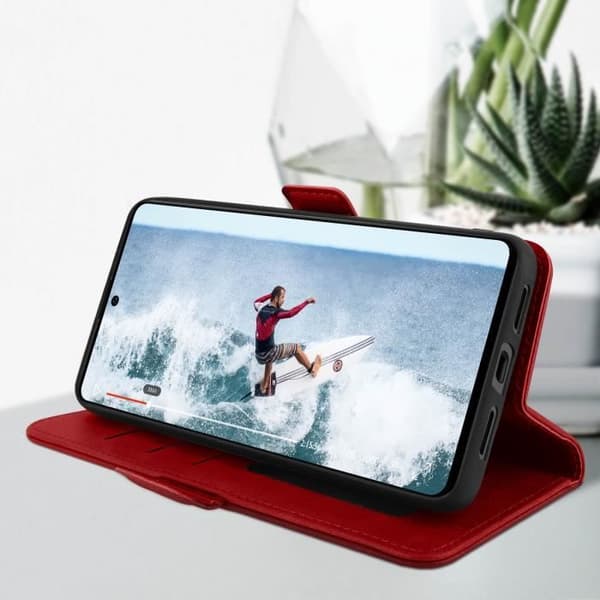 Plånboksfodral - AVIZAR - Google Pixel 6 - Syntetiskt läder - Röd - Videostöd Röd