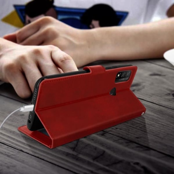 Skal Huawei P smart 2020 Flip-fodral Korthållare Videostöd Vintage röd Röd