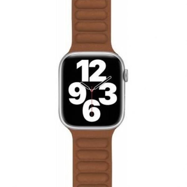 Armband i läder - BIGBEN CONNECTED - Apple Watch 42-49mm - Mörk orange - Polyuretan - Unisex kastanj