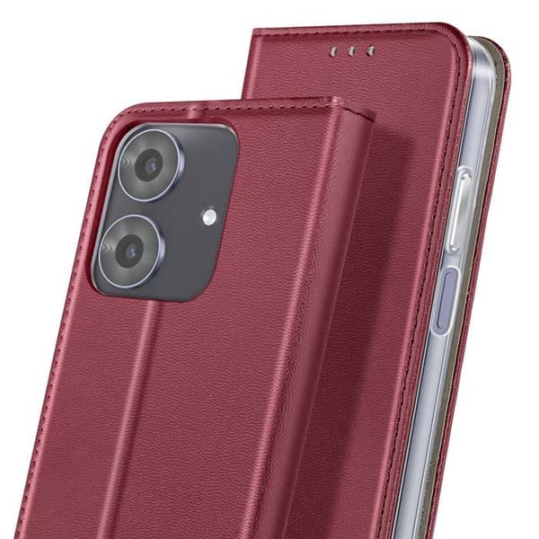 Étui Folio för Realme Note 60 med kortficka och videostöd Bordeaux Röd