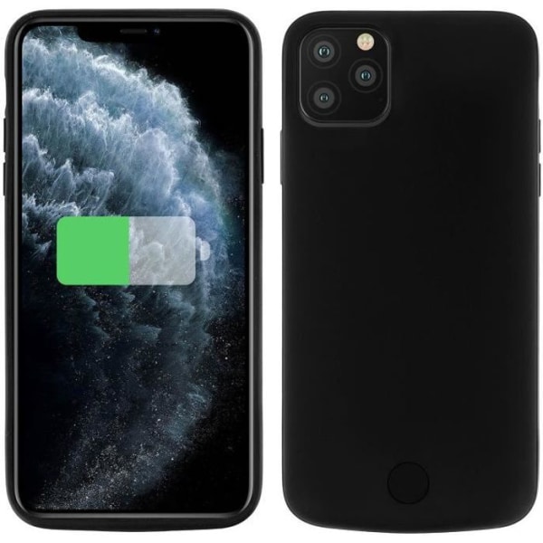 iPhone 11 Pro Max fodral - AVIZAR - 2 i 1 - 6000mAh batteri - Styvt skydd - Mjuk beröring Svart