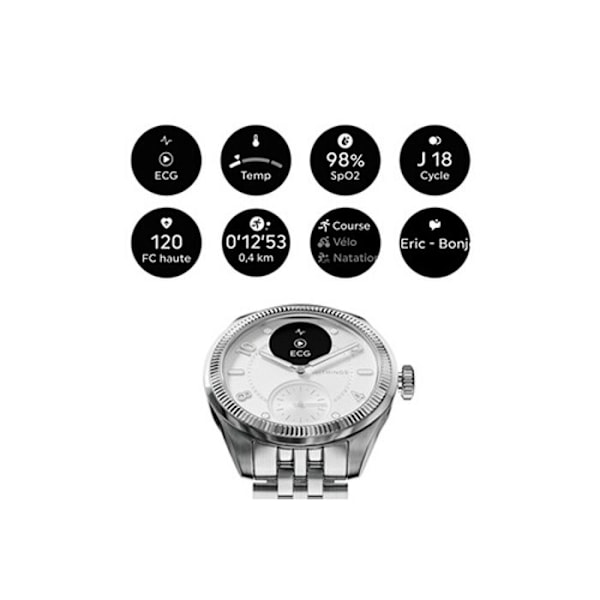 Terveysälykello - WITHINGS - ScanWatch Nova Brilliant - EKG - Lämpötilan seuranta - Uni Pengar