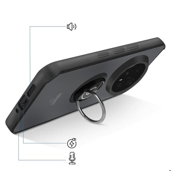 Cover til Honor Magic 8 Pro med ringstøtte og magnetisk fastgørelse sort Svart