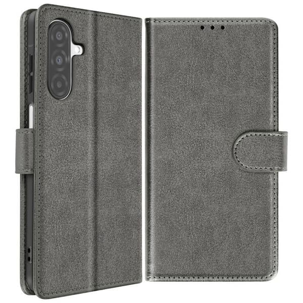 Fodral för Samsung Galaxy A26 - AVIZAR - Chesterfield - Grå - Ställ för Video - Magnetisk Grå