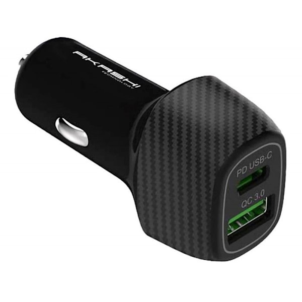Lader til bil AKASHI ALTCAC20QCBLK Sort