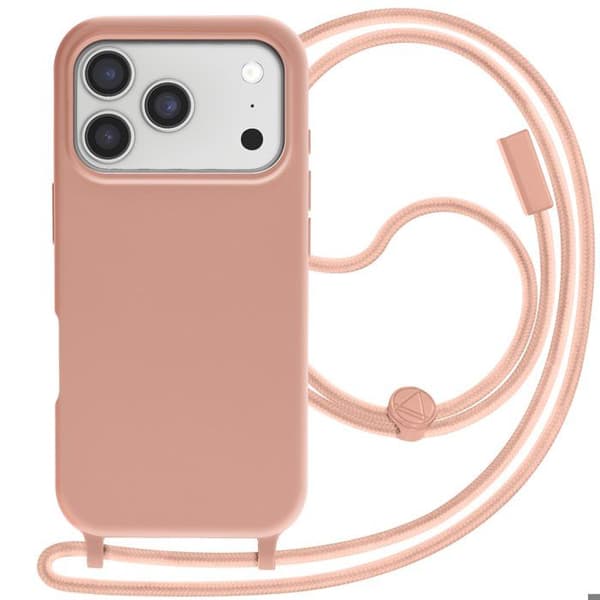 Hætte til iPhone 17 Pro Serie Soft Touch med Snor i Rosé Champagne Rosa