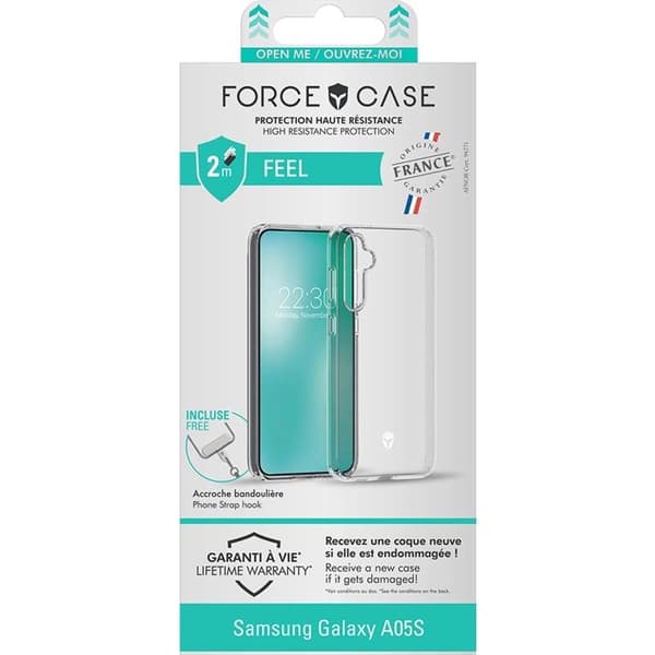 Skydd - FORCE CASE - Galaxy A05s - Transparent - Förstärkt - Livstidsgaranti Transparent