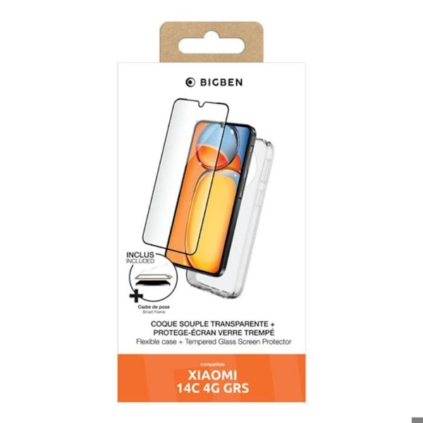 Skyddskal för Xiaomi Redmi 14C 4G och härdat glas skärm - 2-i-1 skyddspack