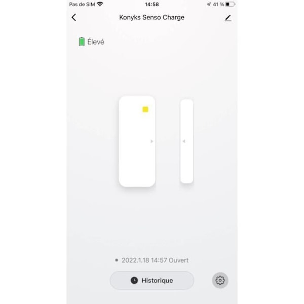 Konyks Senso Charge 2 - Batteridriven Wi-Fi-öppningsdetektor för dörr och fönster, 1 års batteritid, Smartphone-aviseringar