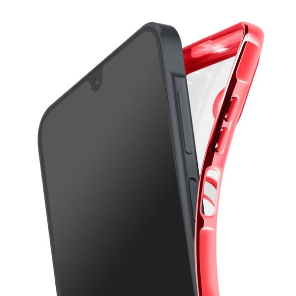 Coque Magsafe - ADVARSEL - Galaxy A17 - Rød Kromkant - Stødsikring - Moderne Design Röd