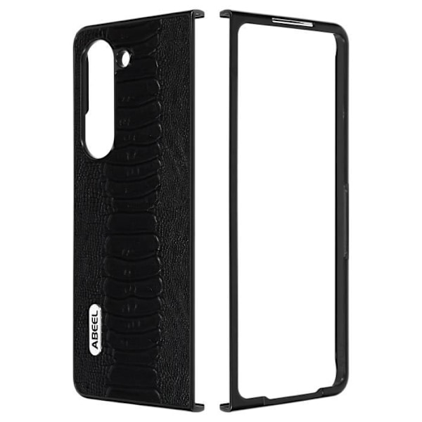 Fodral - ABEEL - Samsung Galaxy Z Fold 5 - Äkta läder - Svart ormmönster Svart