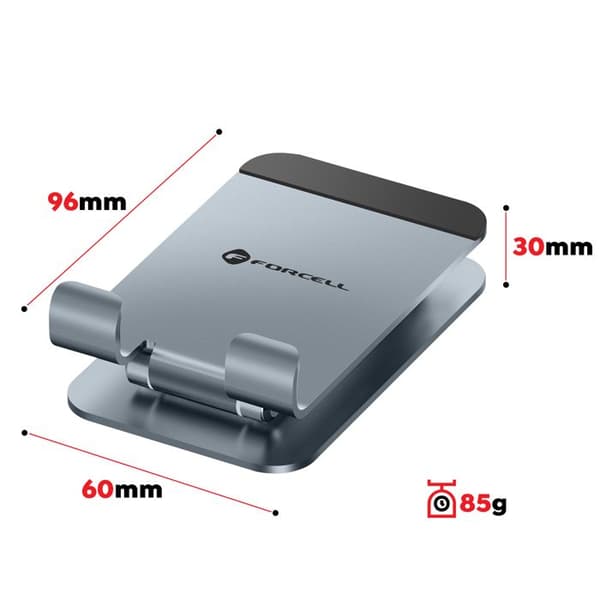 Støttebureau til Smartphone / Tablet Foldbar Ultra Kompakt i Aluminium Forcell Grå
