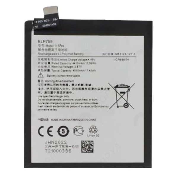 Oneplus 8 Pro 4510mAh internt batteri 100 % kompatibelt ersätter BLP759