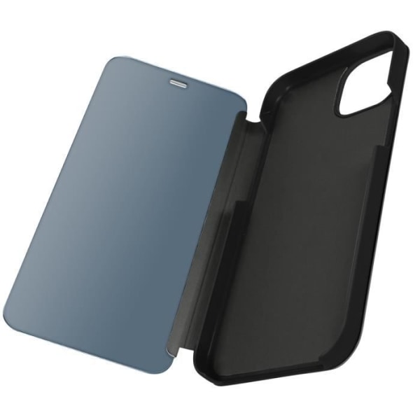 Clear View Taske til iPhone 15 - AVIZAR - Spejl Flip Stand Funktion Sort Svart
