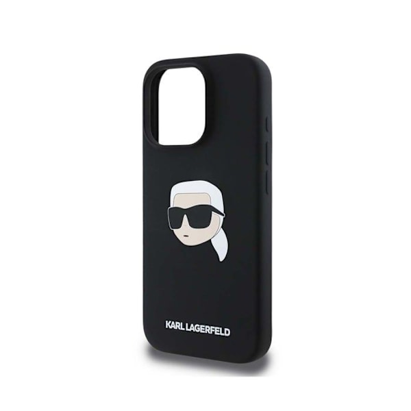 Coque til iPhone 16 Pro Max, kompatibel med MagSafe, Karl Head serie i silicone, Karl Lagerfeld sort Svart