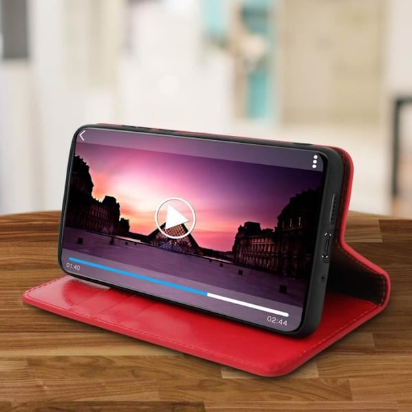 Etui - Huawei - P30 Pro - Äkta läder - Röd - Videostöd Röd