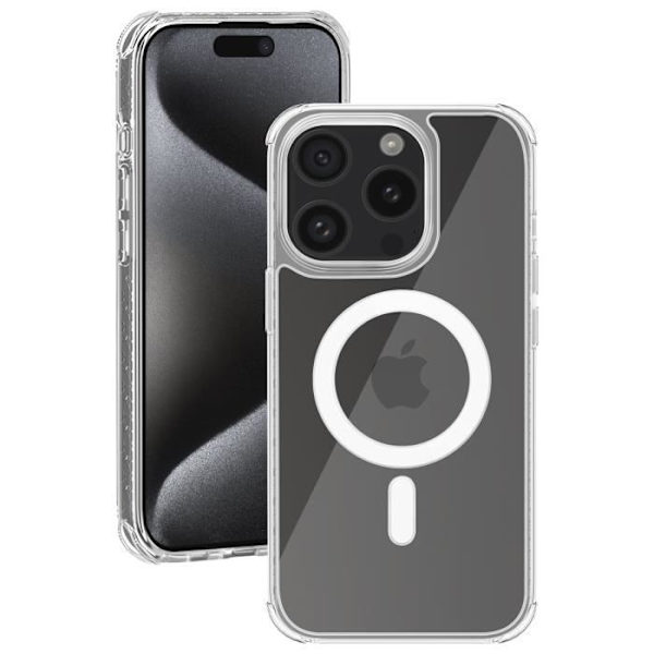 Fodral - FORCE CASE - iPhone 15 Pro - Förstärkt Anti-fall 3m - Genomskinlig Transparent