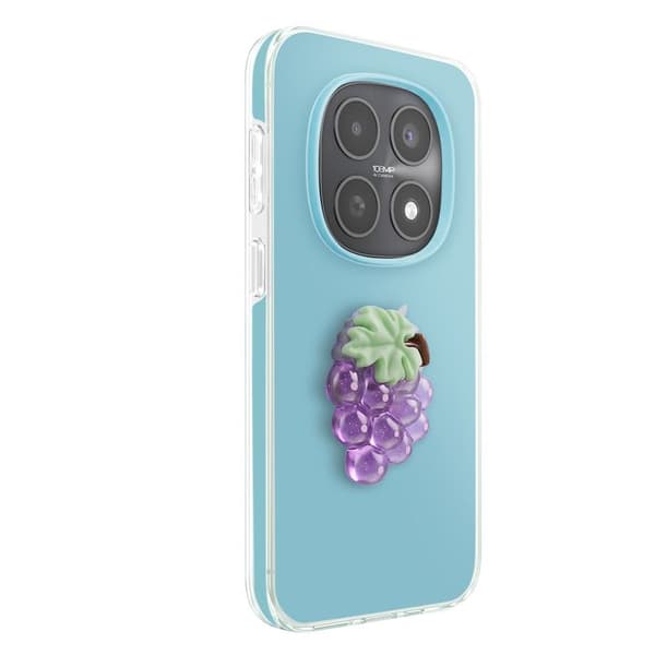 Cover til Redmi Note 15 med 3D-reliefmønster af druer og forhøjet blå kant Blå