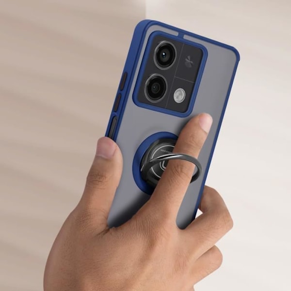 AVIZAR hårt fodral för Xiaomi Redmi Note 13 5G - Metallringstödfunktion - Midnattsblå Blå