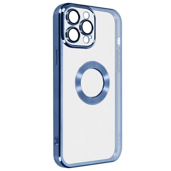 Coque - AVIZAR - iPhone 14 Pro - Silikone - Transparent - Blå kant Klarblå