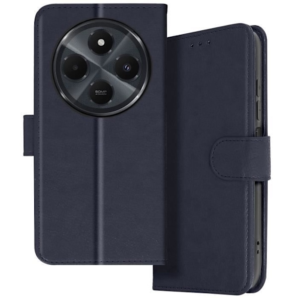 Fodral till Xiaomi Redmi 14C - AVIZAR - Wallet Flip and Video Support - Midnight Blue Blå