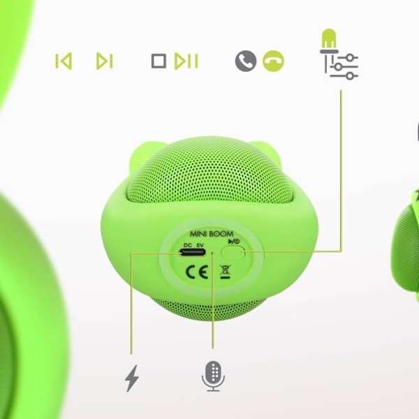 3W Bluetooth-högtalare 3h batteritid Moxie Green Luminous Rabbit Design