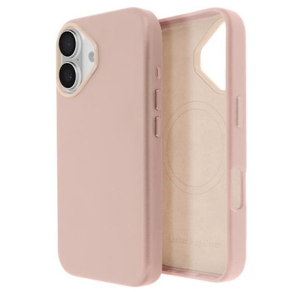 MagSafe-fodral till iPhone 16 i högkvalitativt Veganskt läderpulverrosa