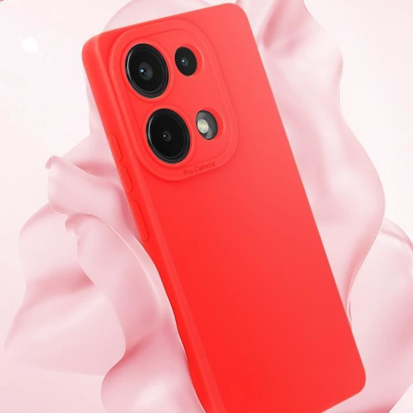 Etui til Xiaomi Redmi Note 13 Pro 4G - AVIZAR - Mat Silikone - Rød - Forstærket kamerabeskyttelse Röd