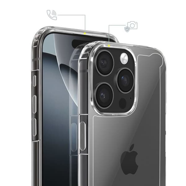 iPhone 16 Pro Max Cover Bimateriale Design med Forstærkede Hjørner Gennemsigtig Vit