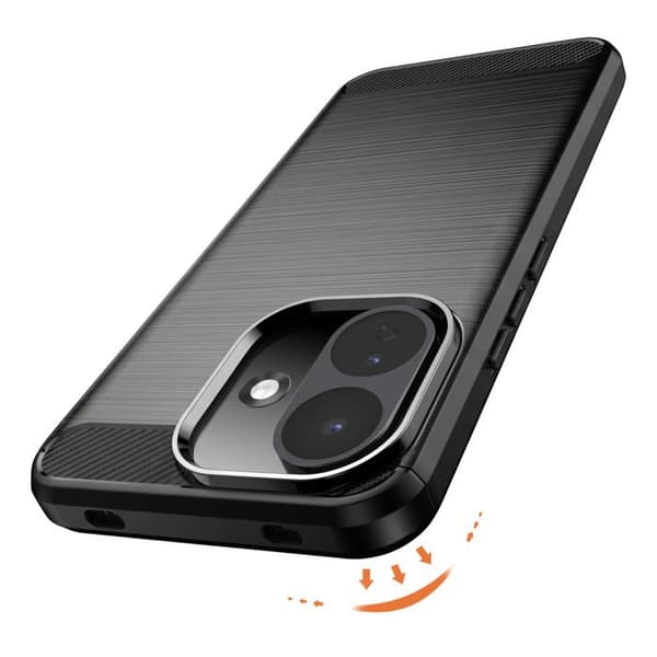Silicone Stødabsorberende Cover til Xiaomi Redmi Note 17 Pro med Sort Carbon Finish Svart
