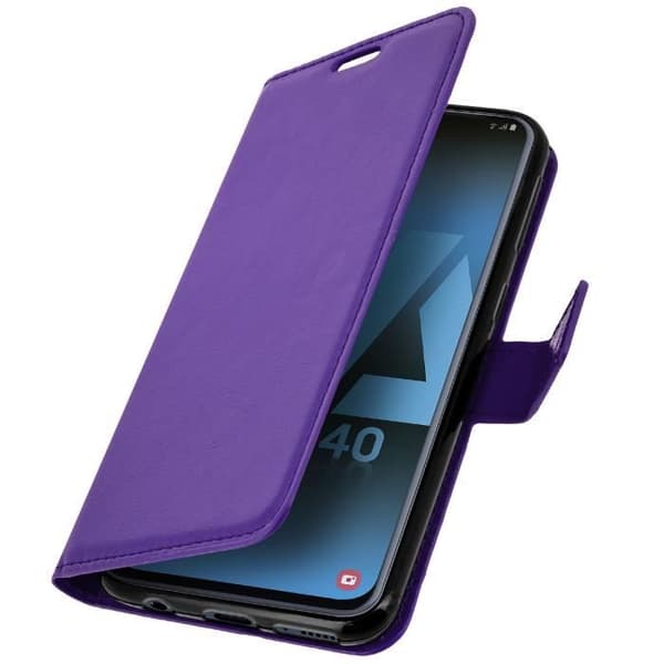 Hus til pung - AVIZAR - Galaxy A40 - Øko-læder - Video-support - Kortrum Lila
