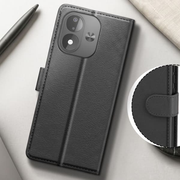 Plånboksfodral för Redmi Note 17 Serie Chesterfield med Stöd Svart Svart