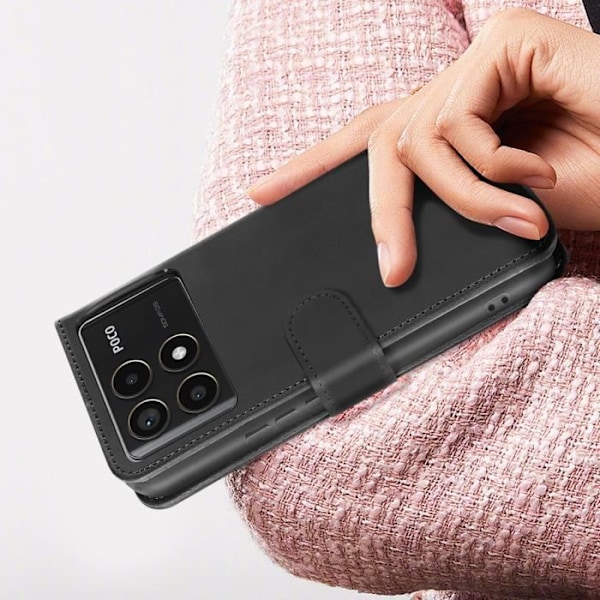 Kotelo Xiaomi Poco F6 Pro Flip Lompakkotelineen Vintage Style Mustalle Svart