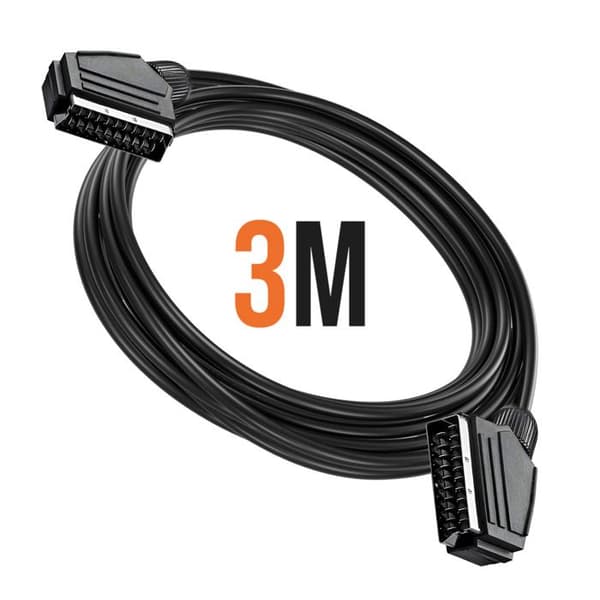 Video Scart Kabel - LinQ - 3m - Sort - Video- og lydoverførsel - Robust Svart