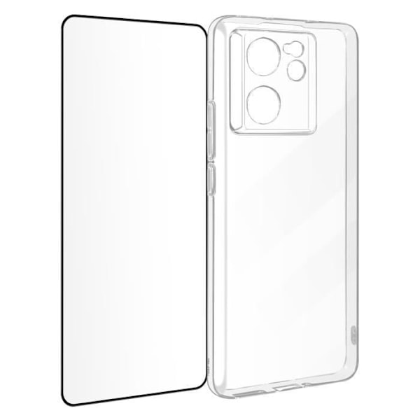 AVIZAR kotelo Xiaomi 13T ja 13T Pro -puhelimille - Silikonigeeli ja 9H karkaistu lasi - musta Svart