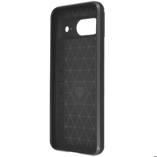 Silicone Cover til Google Pixel 8 med Carbon Effekt Børstet Tekstur Sort Svart