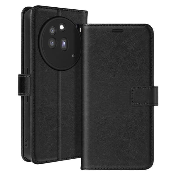 Etui til Nothing Phone 3a Pro - Vintage Sort - Øko-læder - Klapstøtte - Magnetlukning Svart