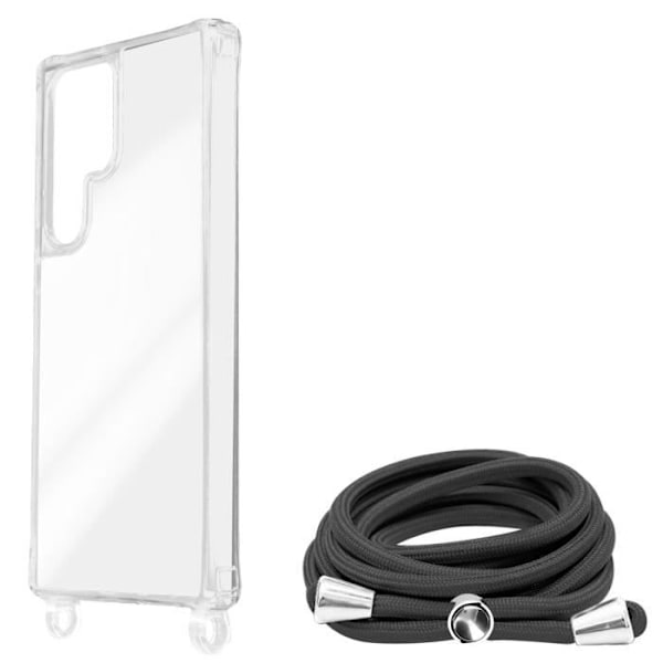 Coque - Corda - Samsung S23 Ultra - Styv - Transparent - Justerbar rem 90 cm Vit