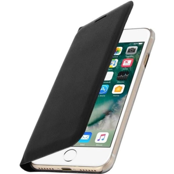 iPhone 7 / 8 Cover - AVIZAR - Ultra-tynd Pung Etui - Øko-læder - Sort - Stødbeskyttelse Svart