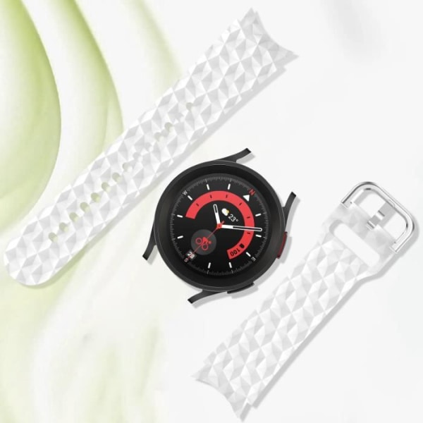 Rem för Galaxy Watch 5/5 Pro / 4 Silikonstrukturerad diamantvit