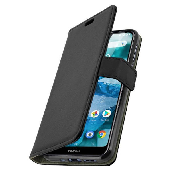 Hölster - Nokia - 7.1 - Plånbok - Mjuk Fodral - Videostöd - Svart Svart