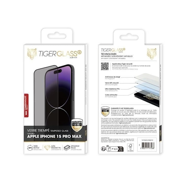 TIGER GLASS PLUS VT GENBRUGET FORTROLIGT IPHONE 15 PRO MAX