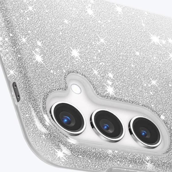 Samsung Galaxy S24 Plus Fodral - AVIZAR - Glitterfodral - Silver Glitter - Halvstyvt silikon Grå