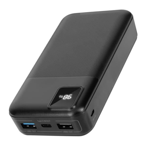 Backup-batteri - 3MK - 20000 mAh - 2x USB och USB-C - Snabbladdning - Strömförsörjning Svart