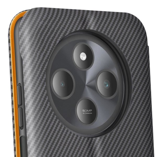 Carbonetui til Xiaomi Redmi 14C med RFID-beskyttelse og kortholder - Mørkegrå støtte Grå