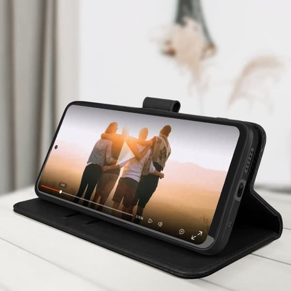 Xiaomi Redmi Note 11 ja Note 11s kotelo Flip Wallet Function Stand Musta Svart